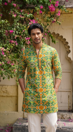 Green Multicolour Printed Kurta