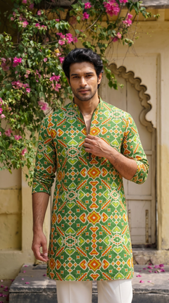 Green Multicolour Printed Kurta