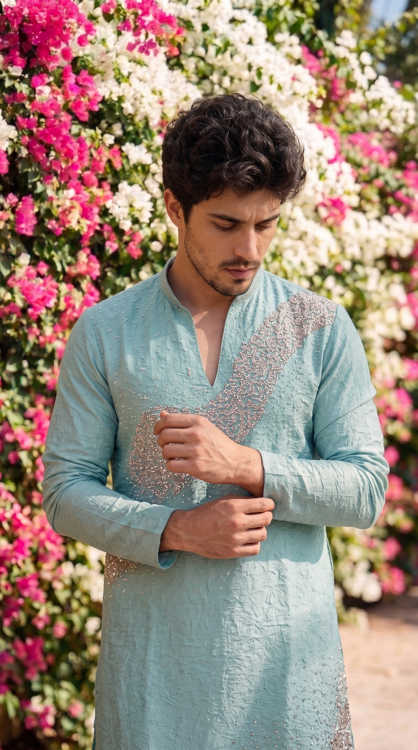 Sky Blue Embellished Kurta