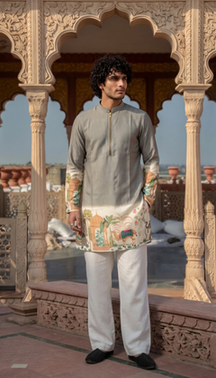 Grey Printed Kurta