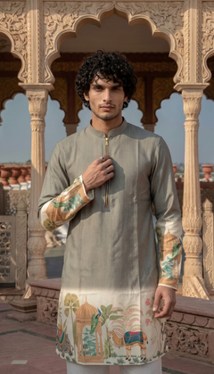Grey Printed Kurta