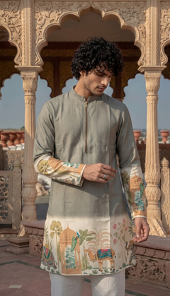 Grey Printed Kurta