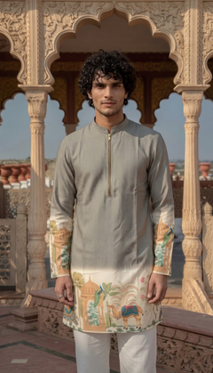Grey Printed Kurta