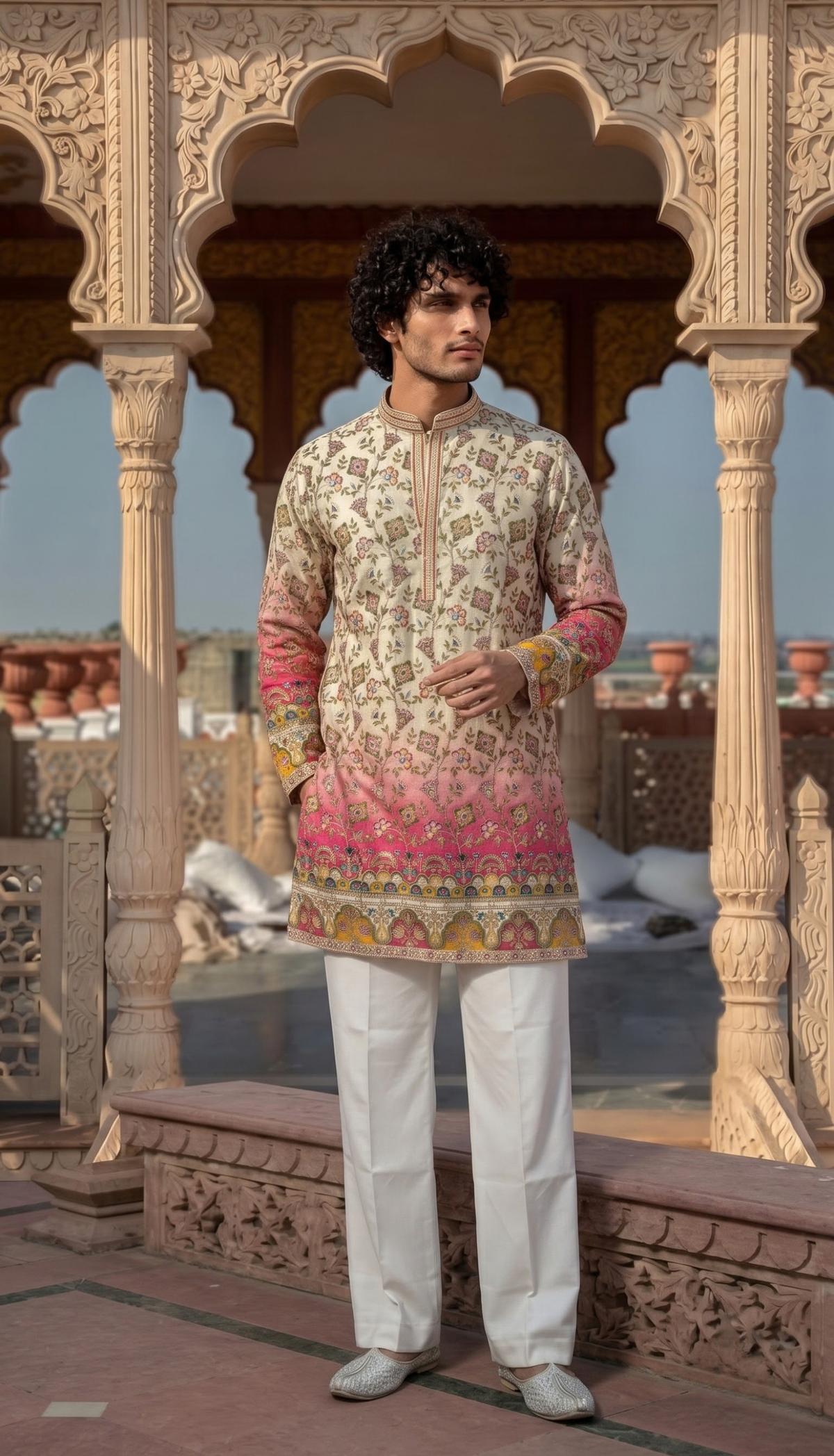 Floral Border Kurta