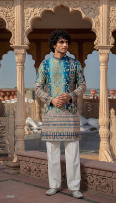 Blue Floral Kurta