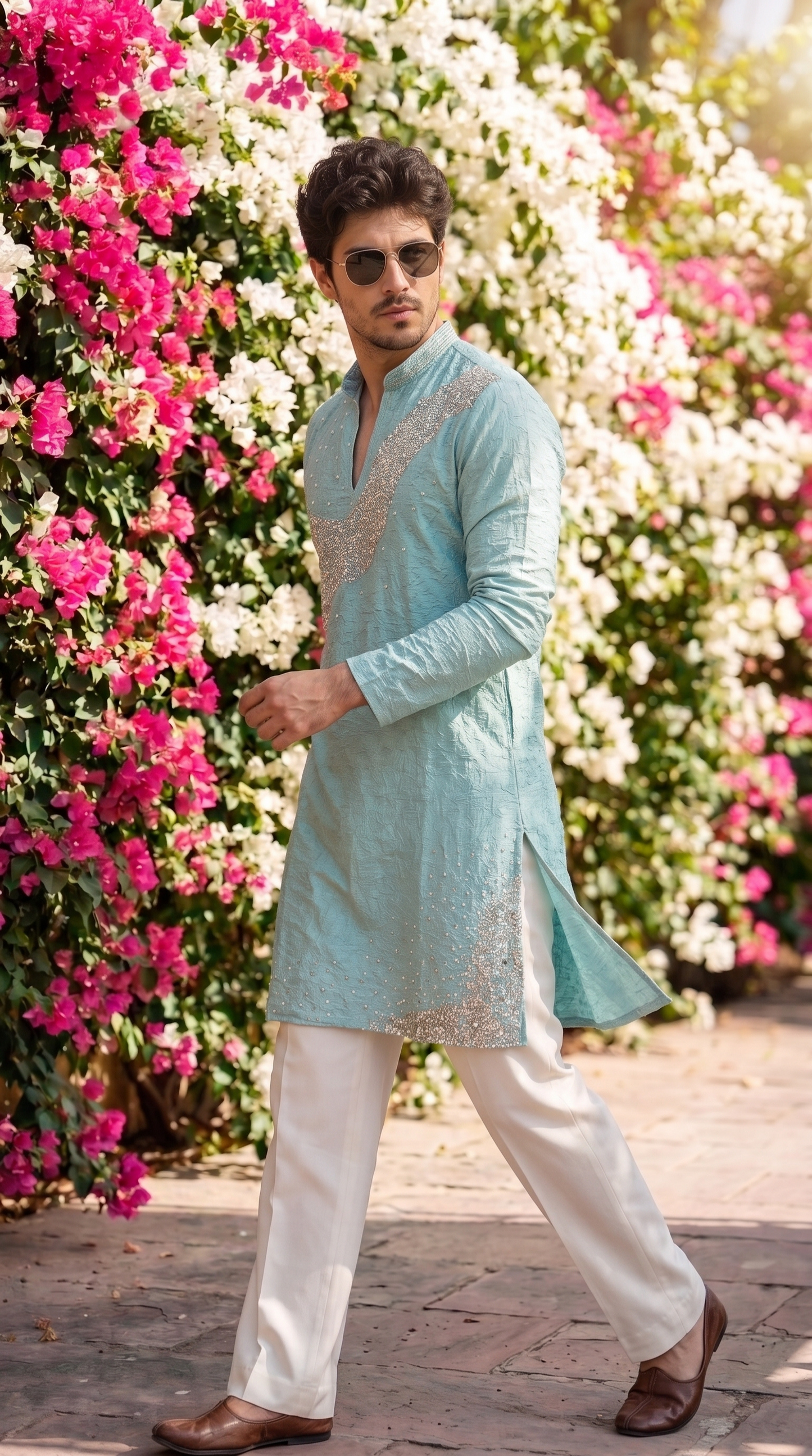 Sky Blue Embellished Kurta