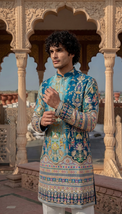Blue Floral Kurta
