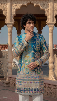 Blue Floral Kurta