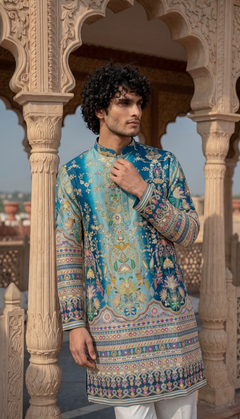 Blue Floral Kurta
