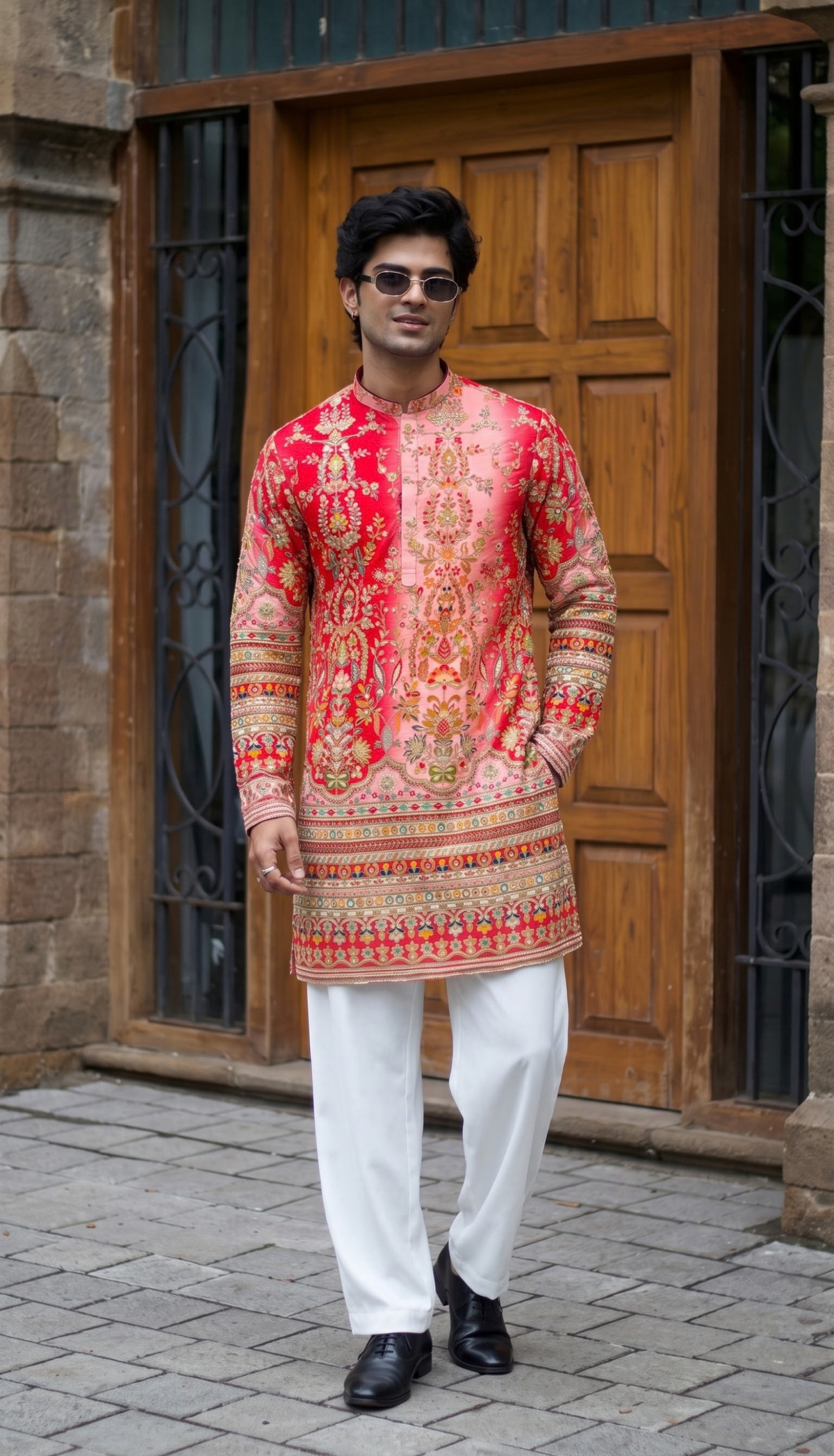 Pink Floral Kurta