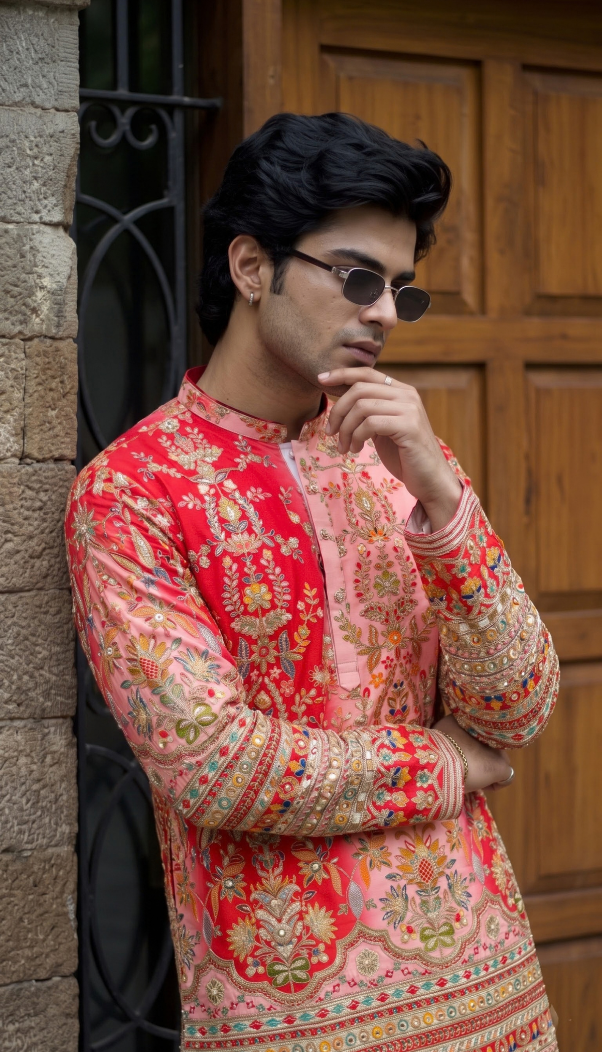 Pink Floral Kurta