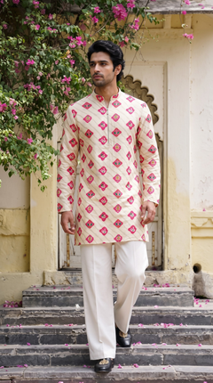 Ivory Pink Printed Kurta