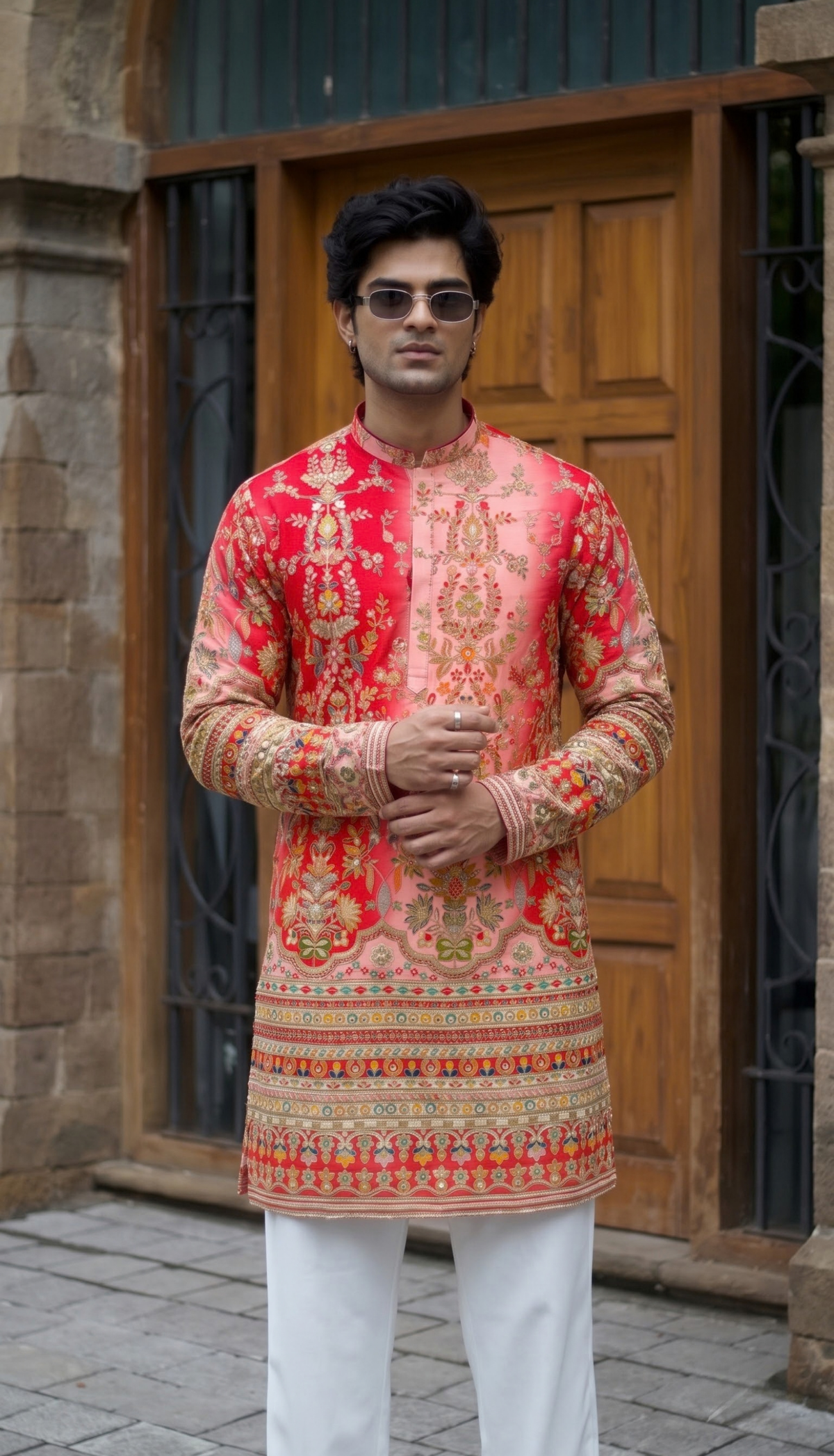 Pink Floral Kurta