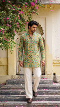 Olive Green Multicolour Printed Kurta
