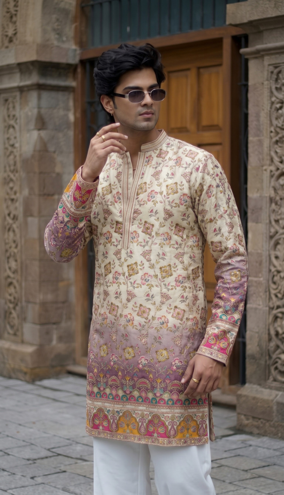 Ivory Floral Kurta