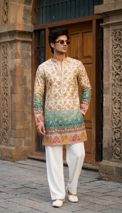 Aqua Floral Kurta