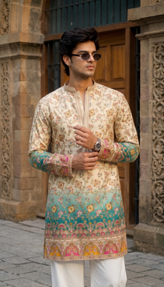 Aqua Floral Kurta