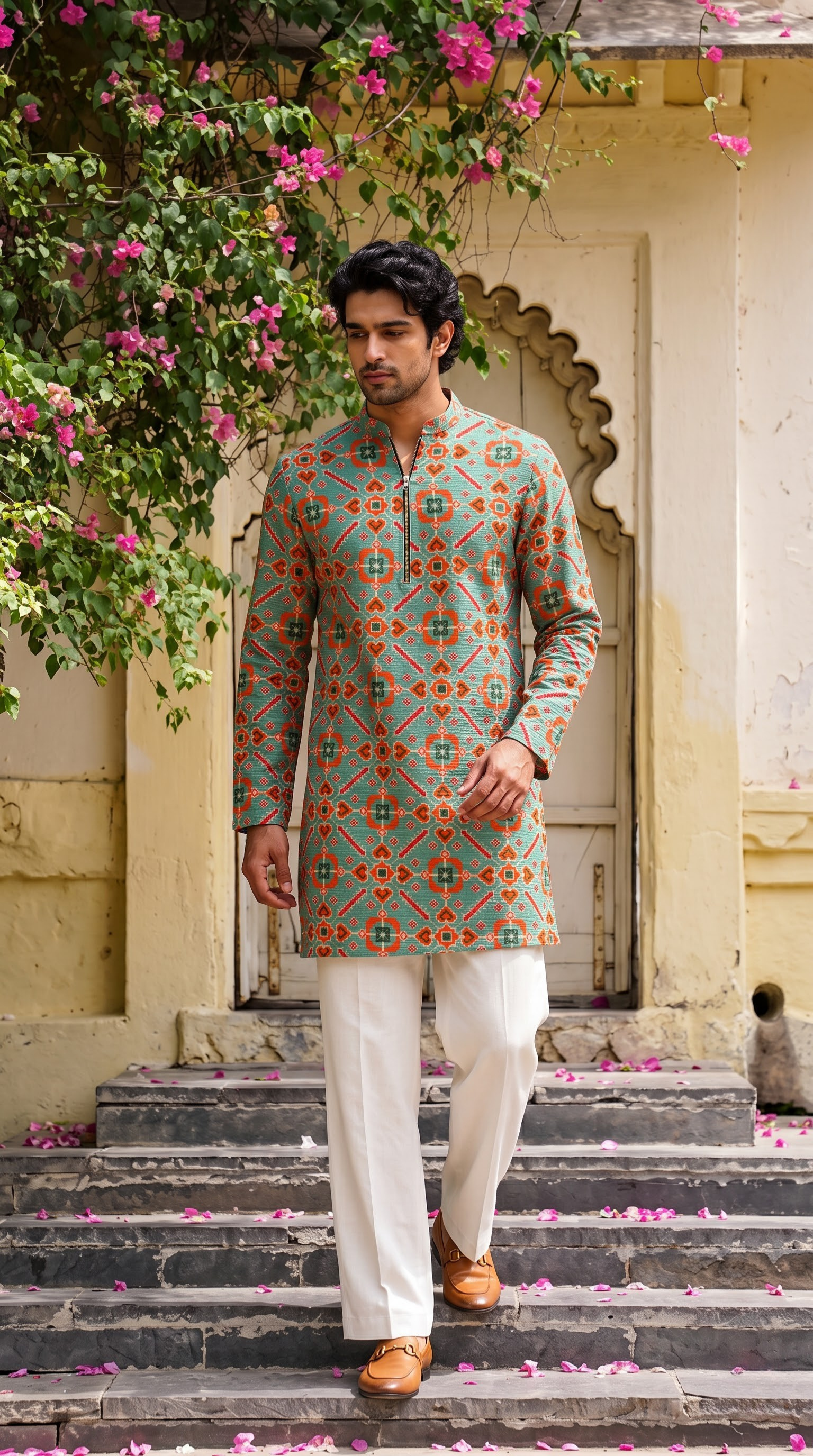Mint Green Multicolour Printed Kurta