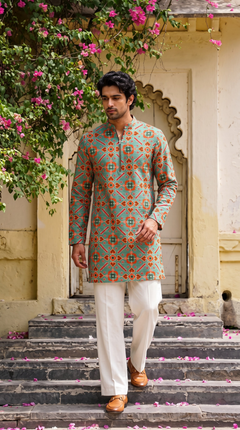 Mint Green Multicolour Printed Kurta
