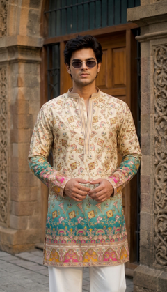 Aqua Floral Kurta