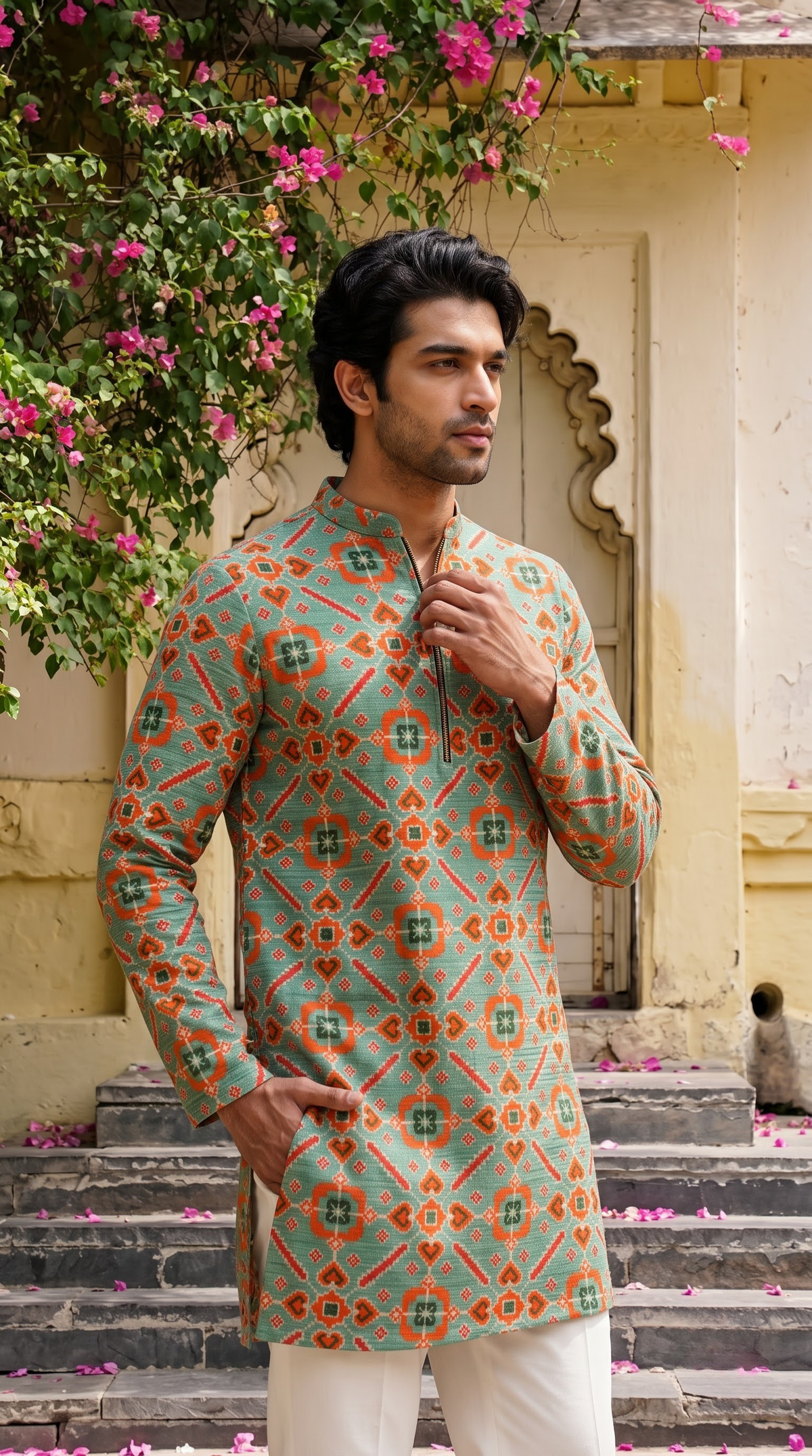 Mint Green Multicolour Printed Kurta