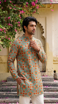 Mint Green Multicolour Printed Kurta