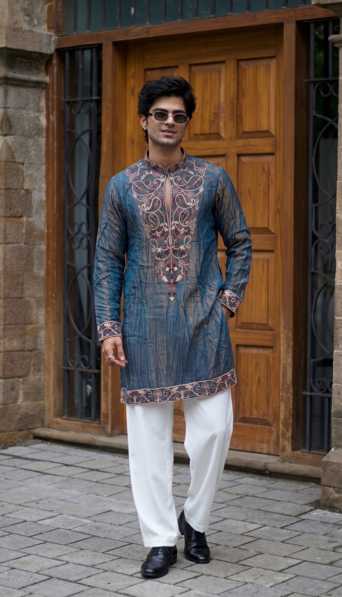 Blue Embroidered Kurta