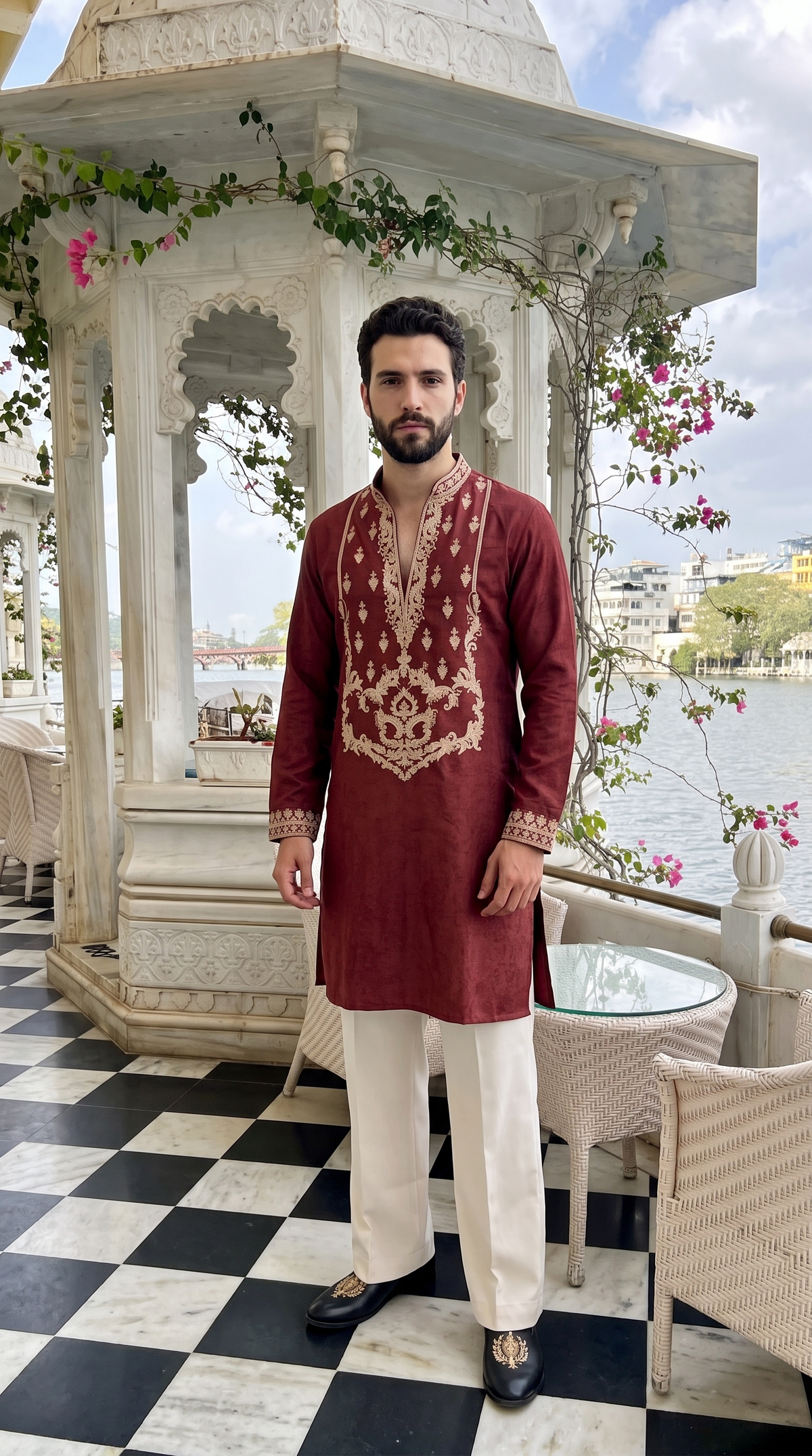 Maroon Heritage Embroidered Kurta