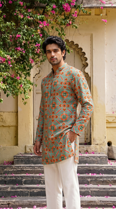 Mint Green Multicolour Printed Kurta