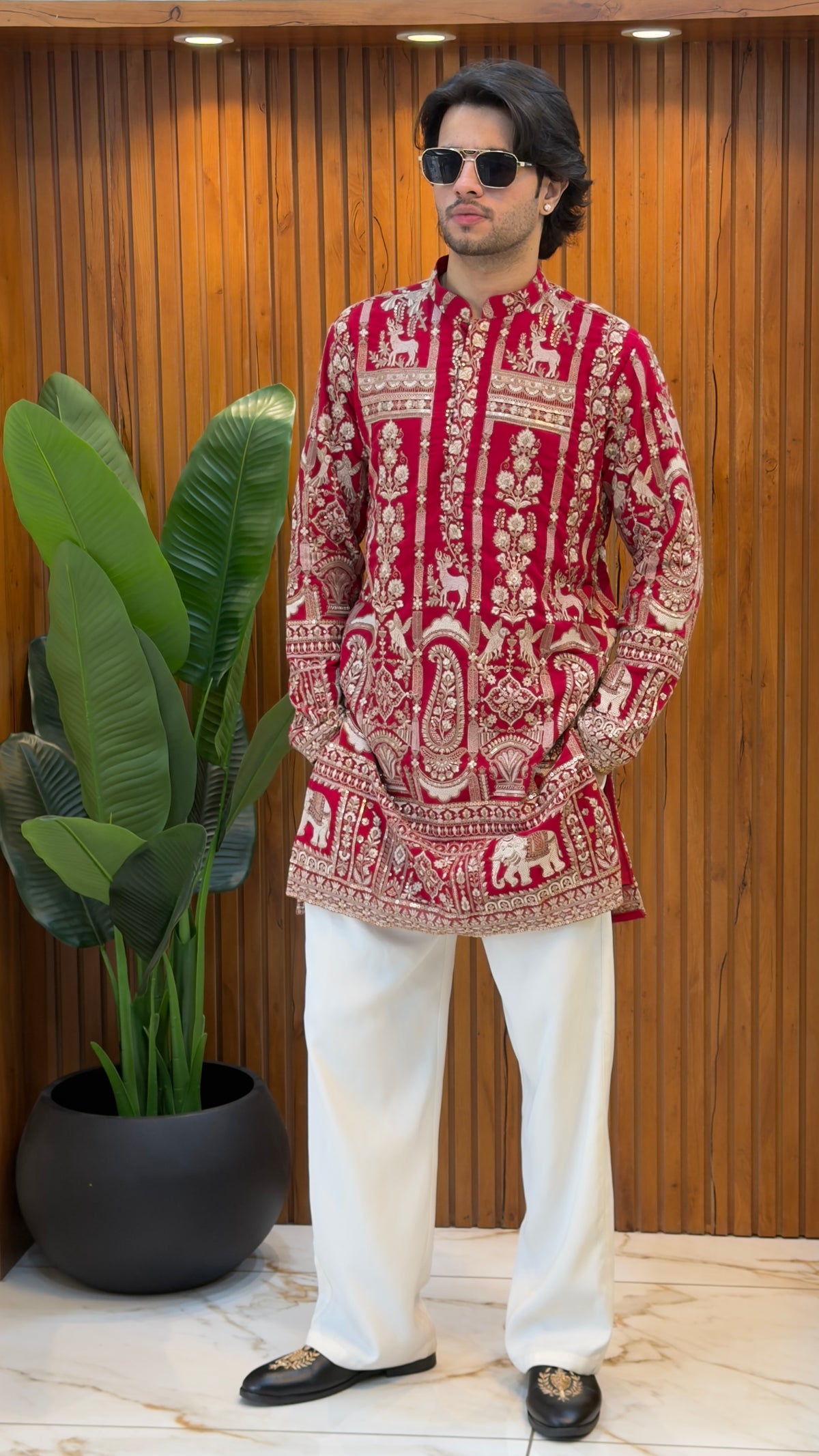 Maharaja Crimson Heritage Kurta Set