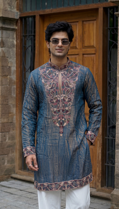 Blue Embroidered Kurta