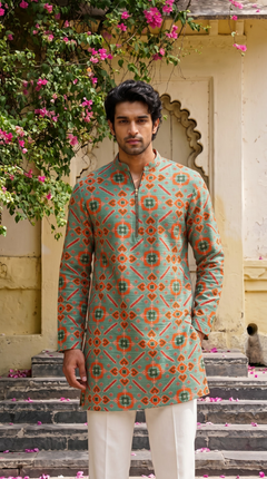 Mint Green Multicolour Printed Kurta