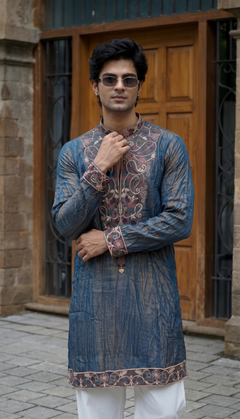 Blue Embroidered Kurta