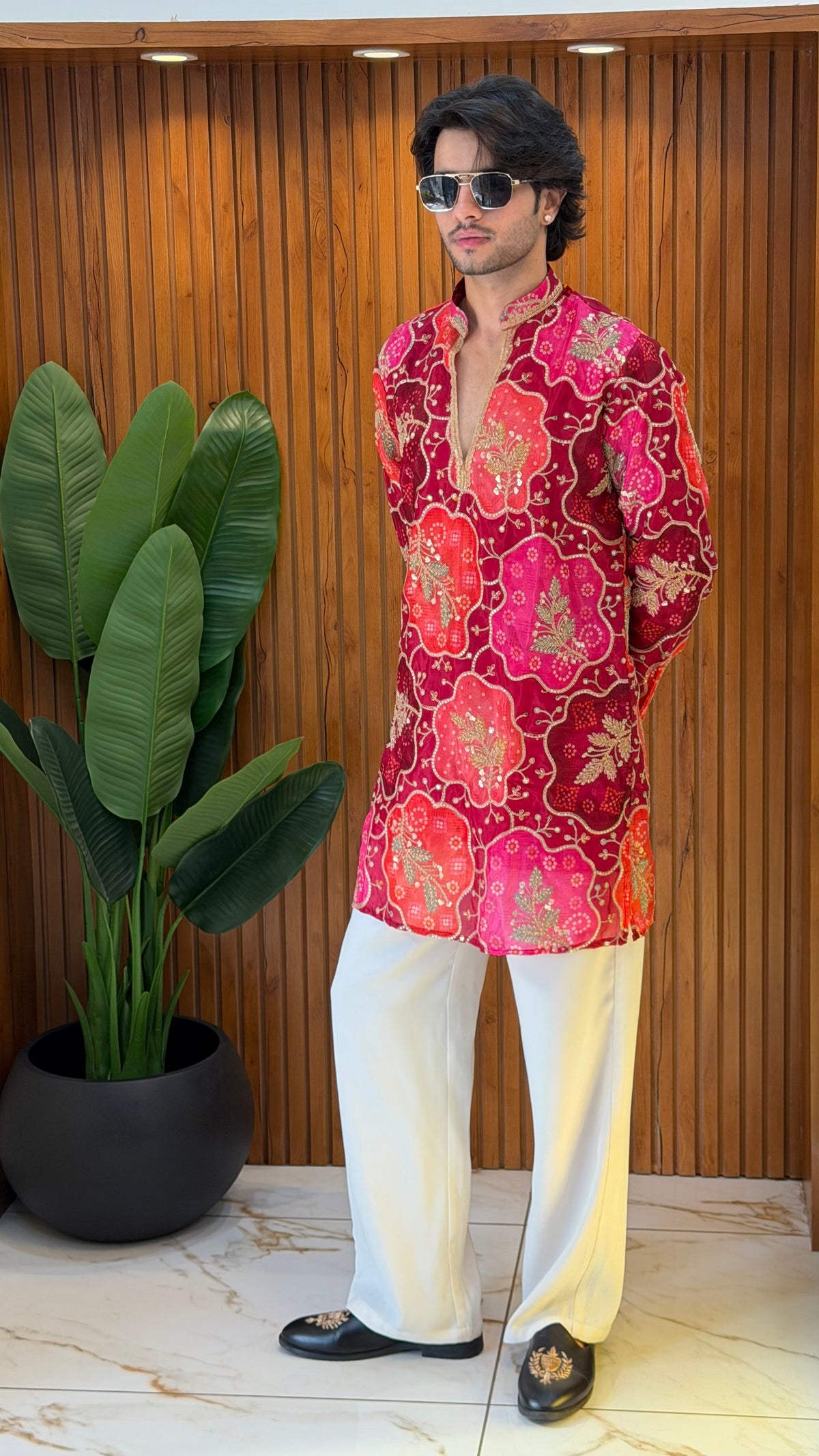 Royal Mehroon Floral Kurta