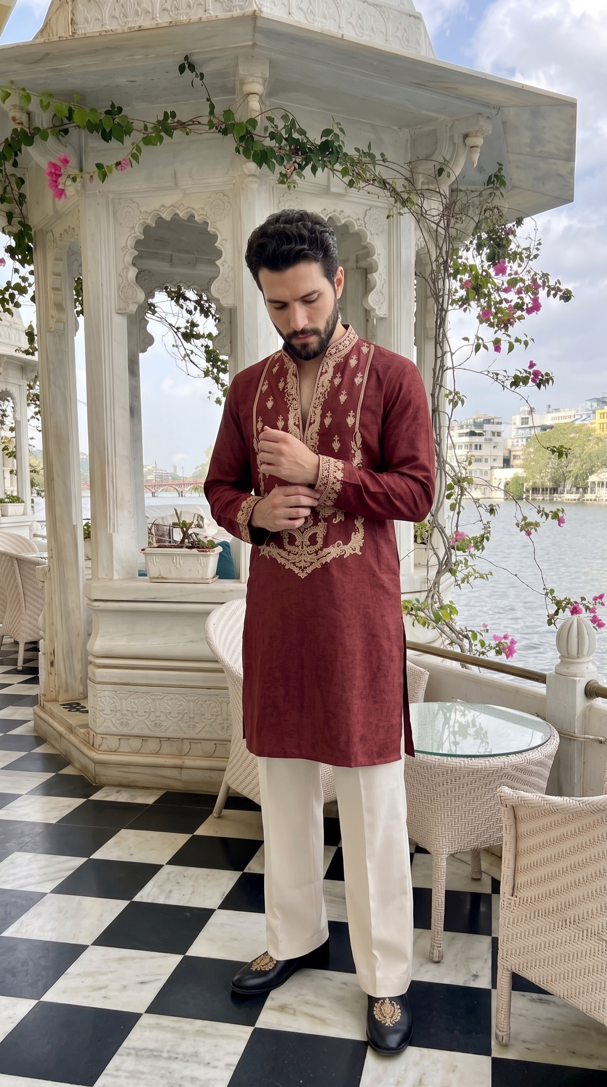 Maroon Heritage Embroidered Kurta