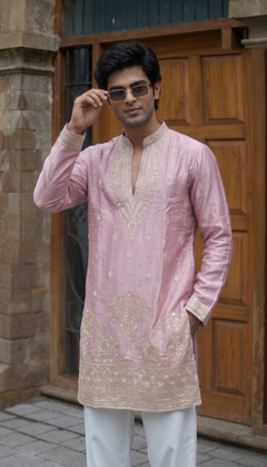 Pink Embroidered Kurta