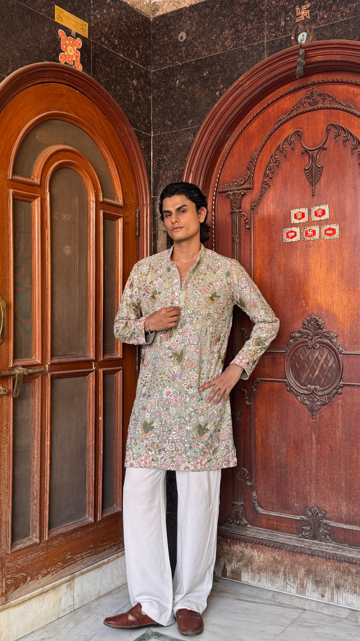 Vantara Green Embroidery Kurta