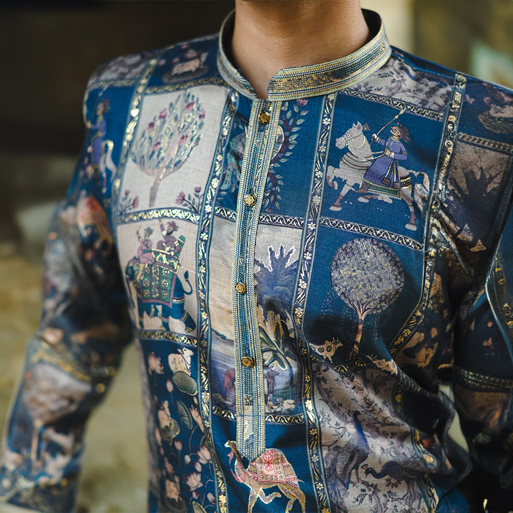Midnight Jungle Mosaic Kurta