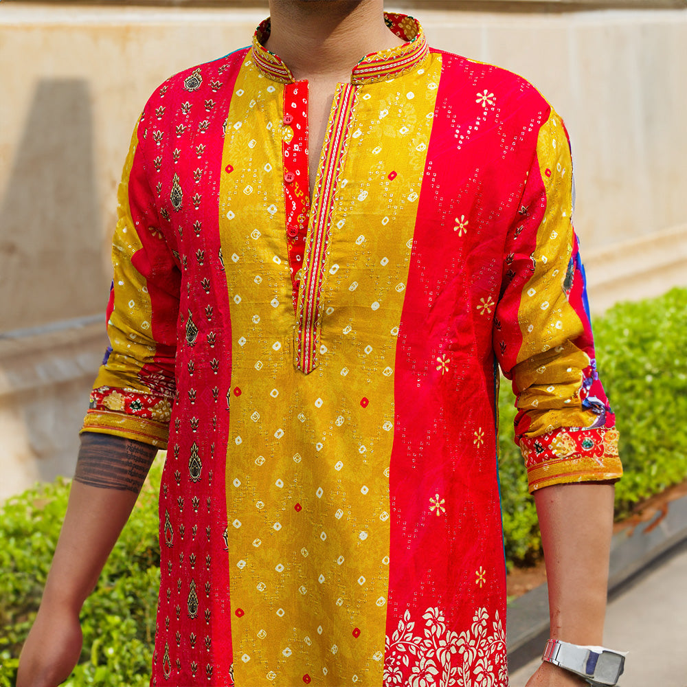 Rangilo Bandhani Patchwork Kurta