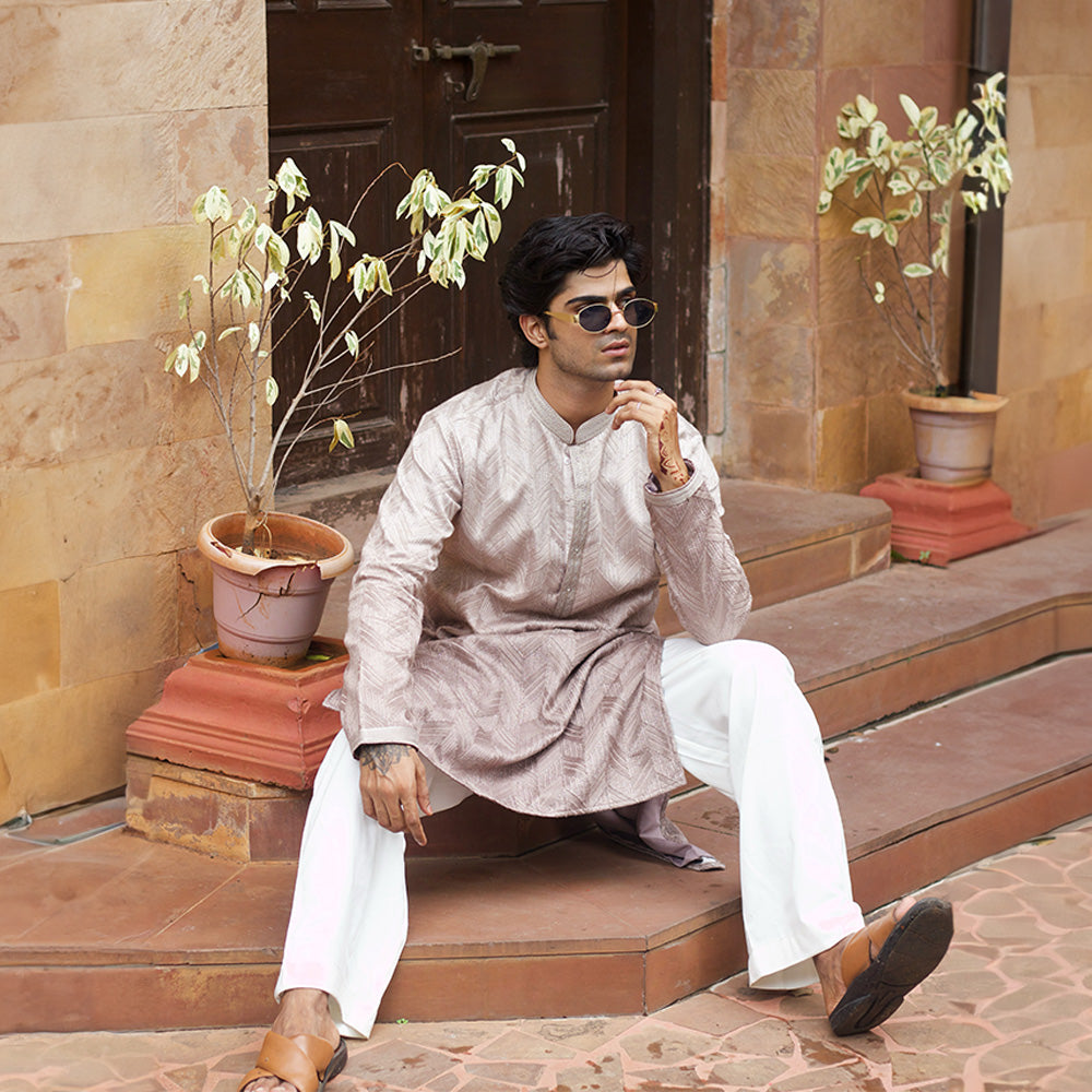 Champagne Herringbone Classic Kurta