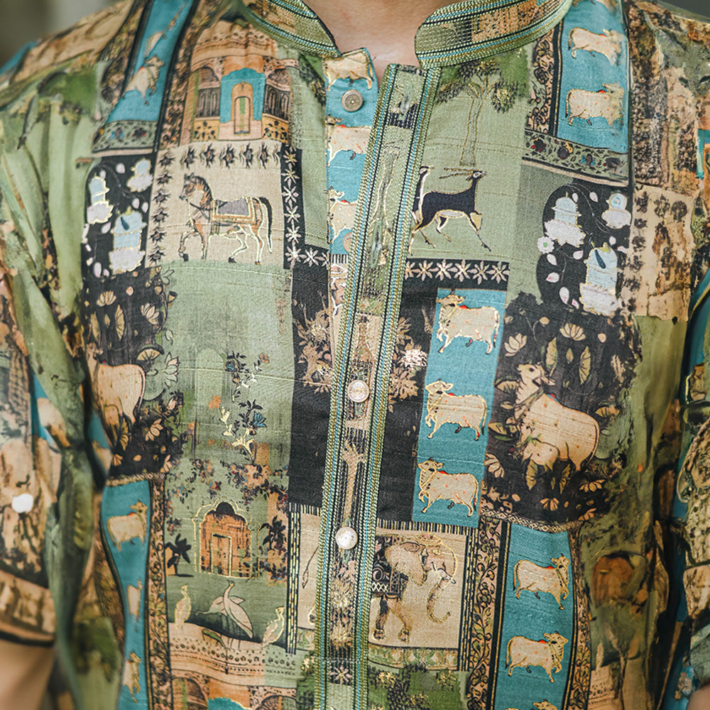 Olive Royal Tapestry Kurta