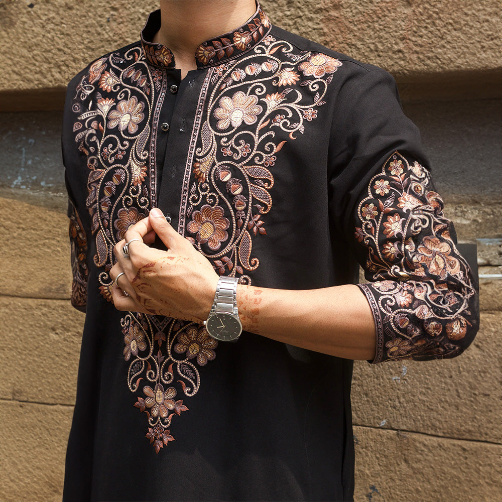 Black Royale Zari Kurta