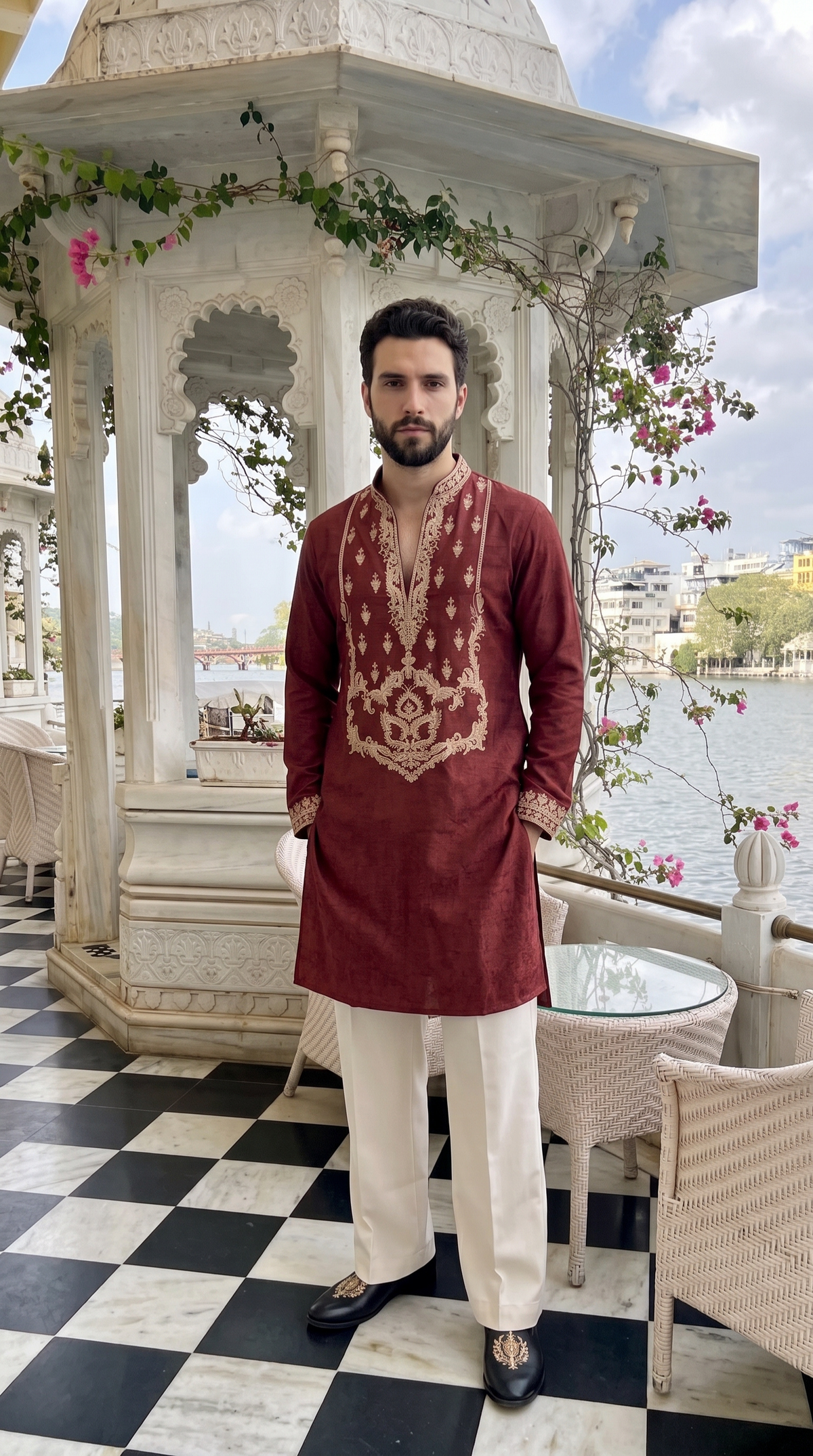 Maroon Heritage Embroidered Kurta
