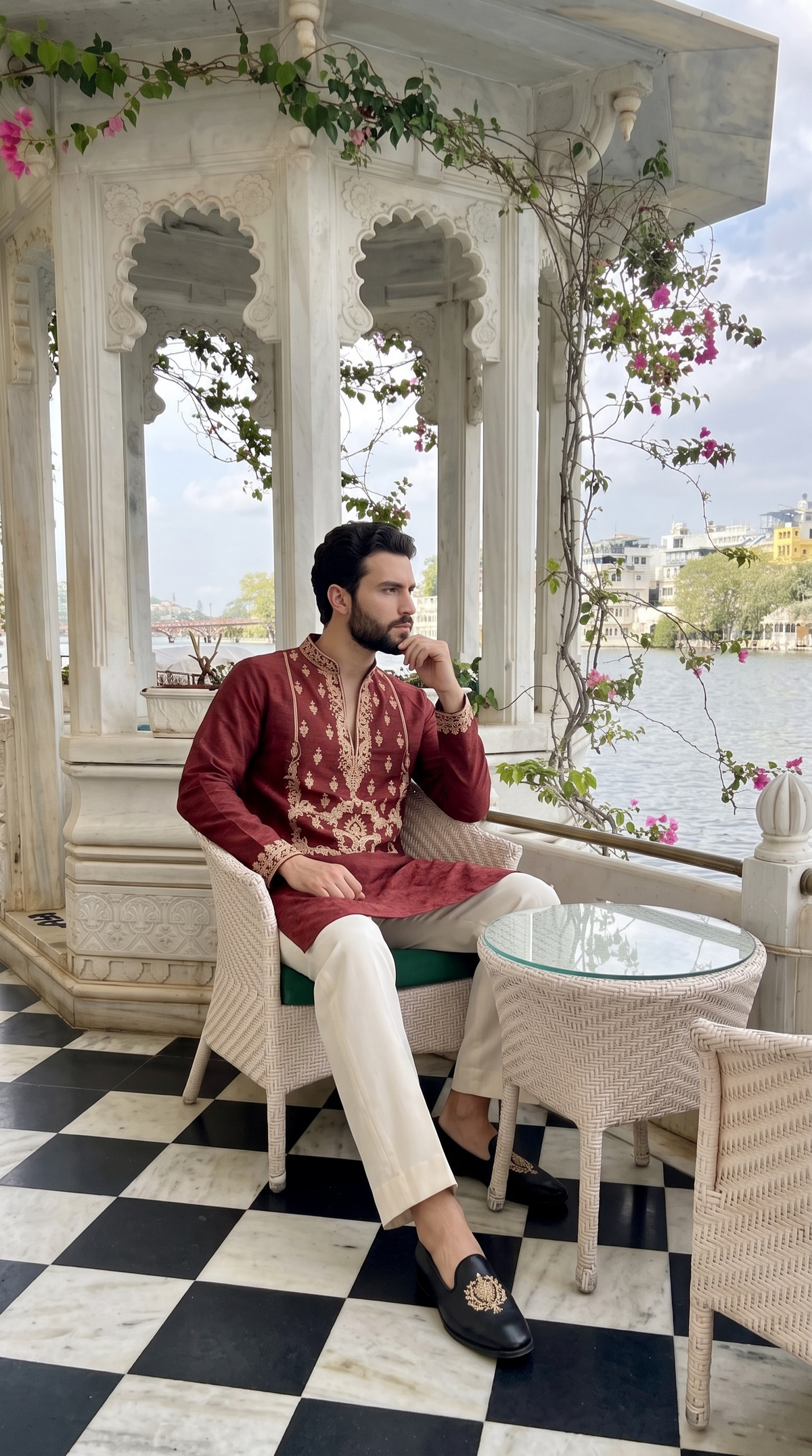 Maroon Heritage Embroidered Kurta