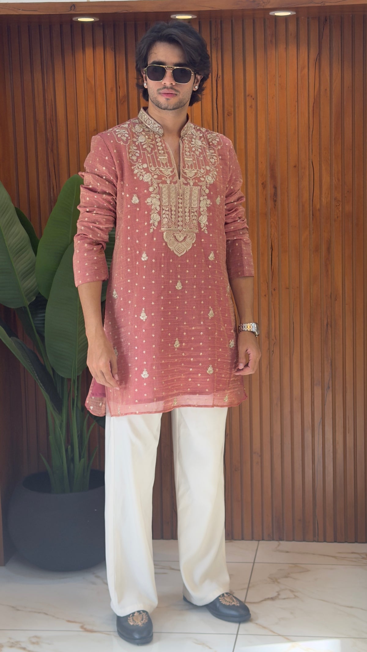 Pure tissue V neck kurta