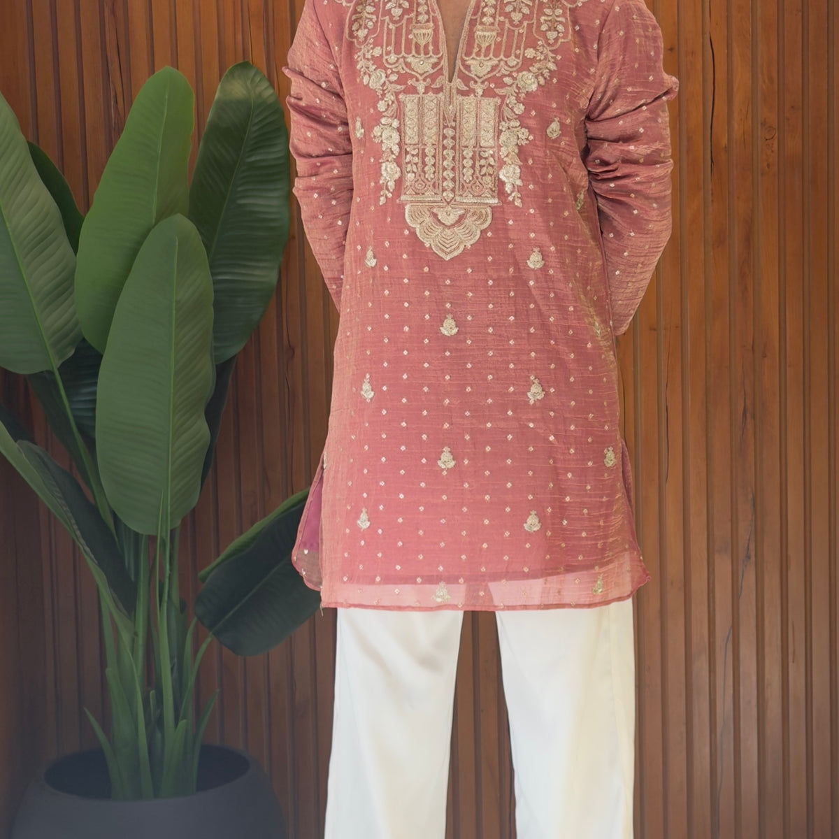 Pure tissue V neck kurta