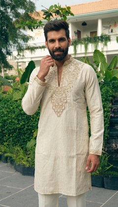 Ivory Floral Motif Kurta