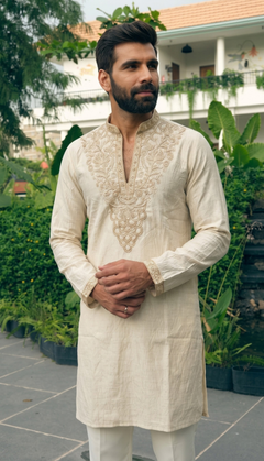 Ivory Floral Motif Kurta