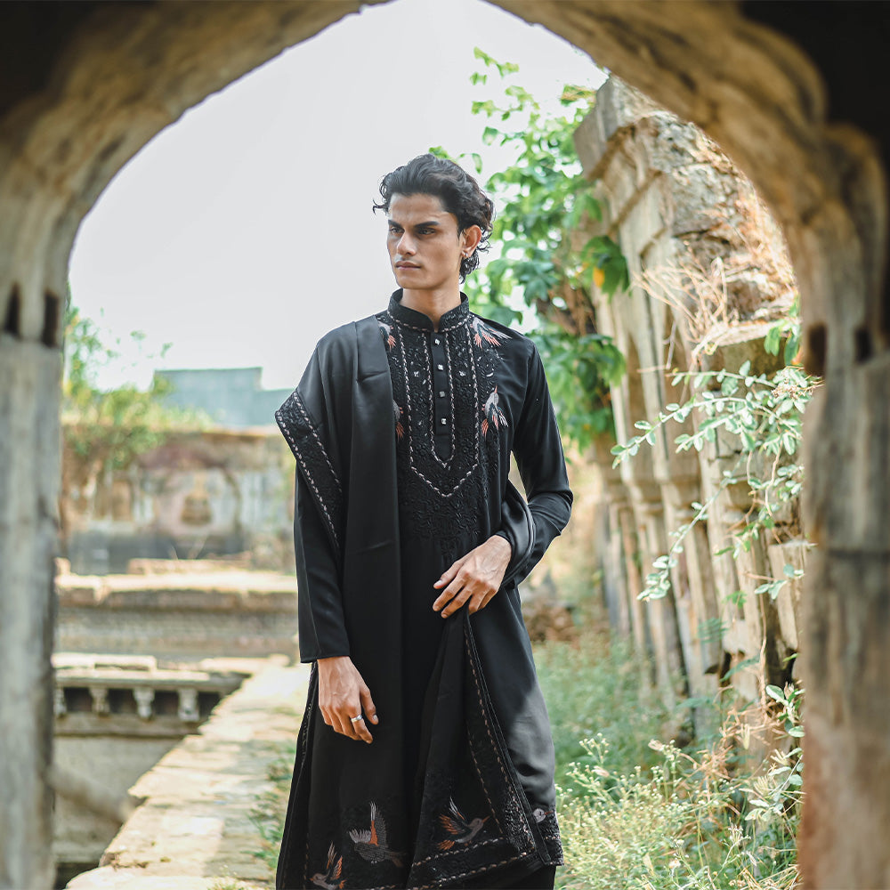 Black Vriksha Pichwai Kurta