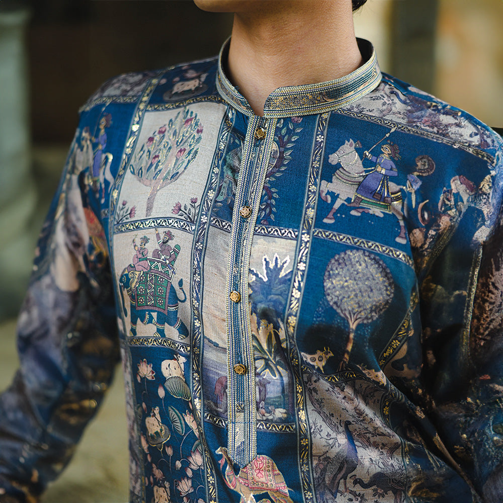 Midnight Jungle Mosaic Kurta